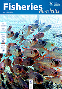 Cover of FishNews 170 - fish swimming in a pen.