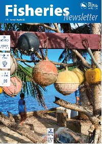 Cover of Fisheries Newsletter 172 - stranded buoys hanging on tree